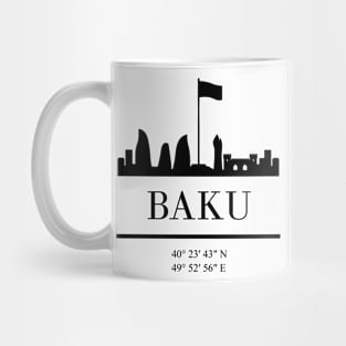 BAKU AZERBAIJAN BLACK SILHOUETTE SKYLINE ART Mug